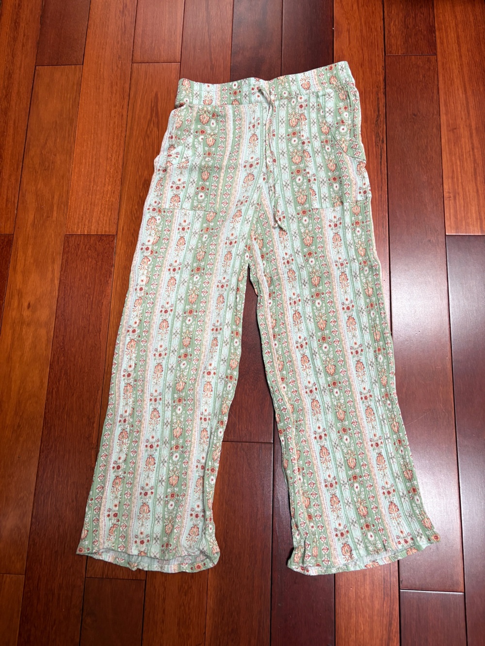 Wild Skye Green Floral Print Wide-Leg Capris ladies small